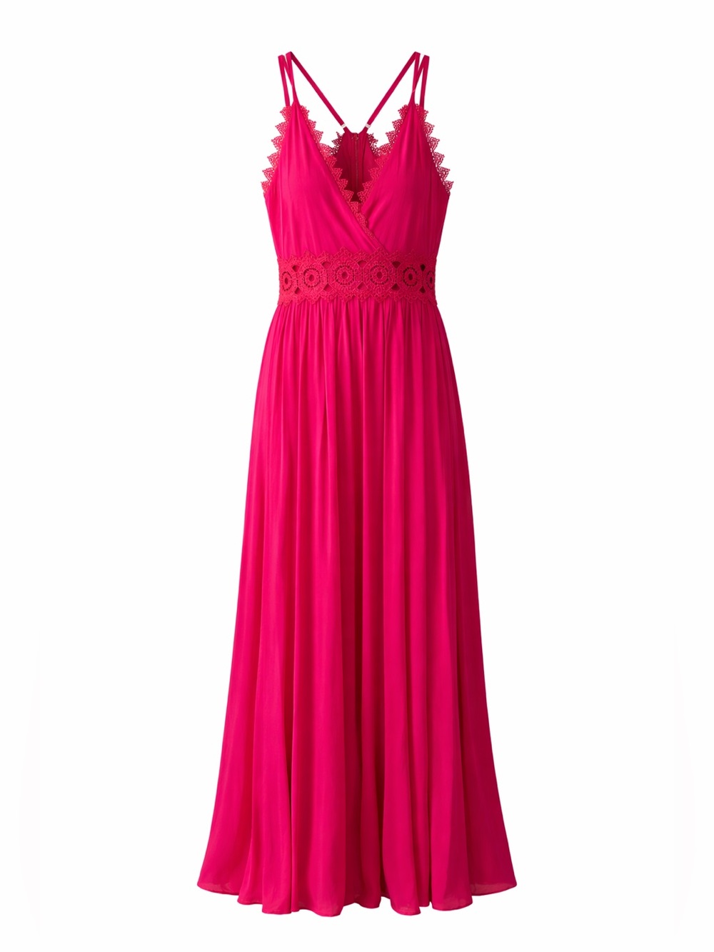 Lulu's Fuchsia Crochet-Waist Maxi Skirt